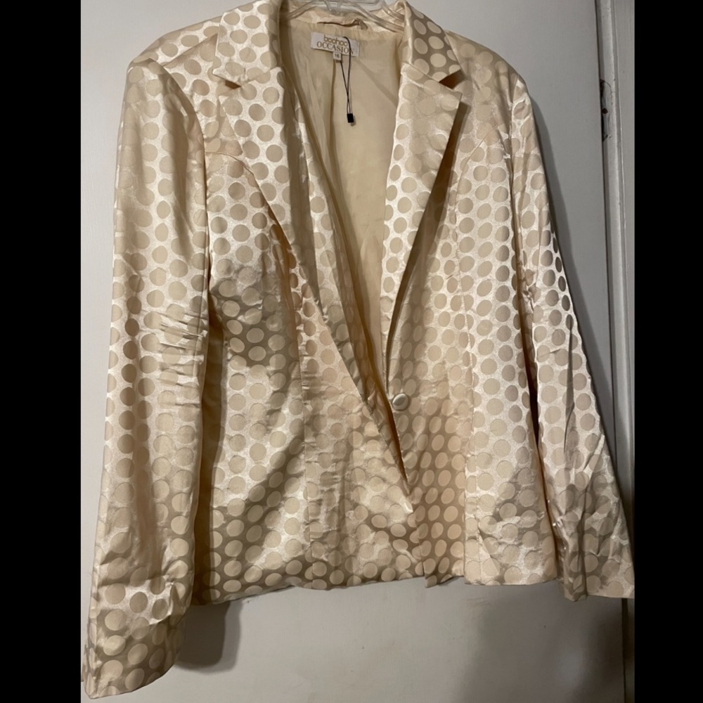 Cream Boohoo Polka Dot Blazer